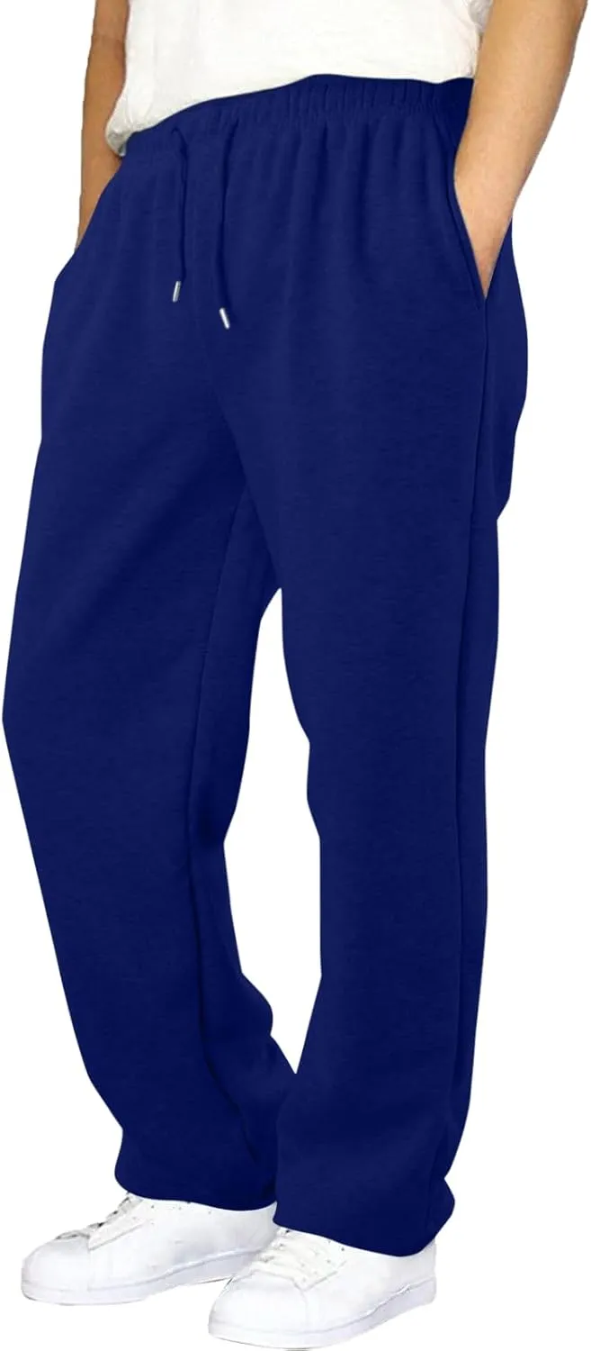 Mens Fleece Lined Sweatpants Baggy Joggers Pants Wide Leg Workout Pants Elastic Waist Cargo Sweatpants Casual Bottoms