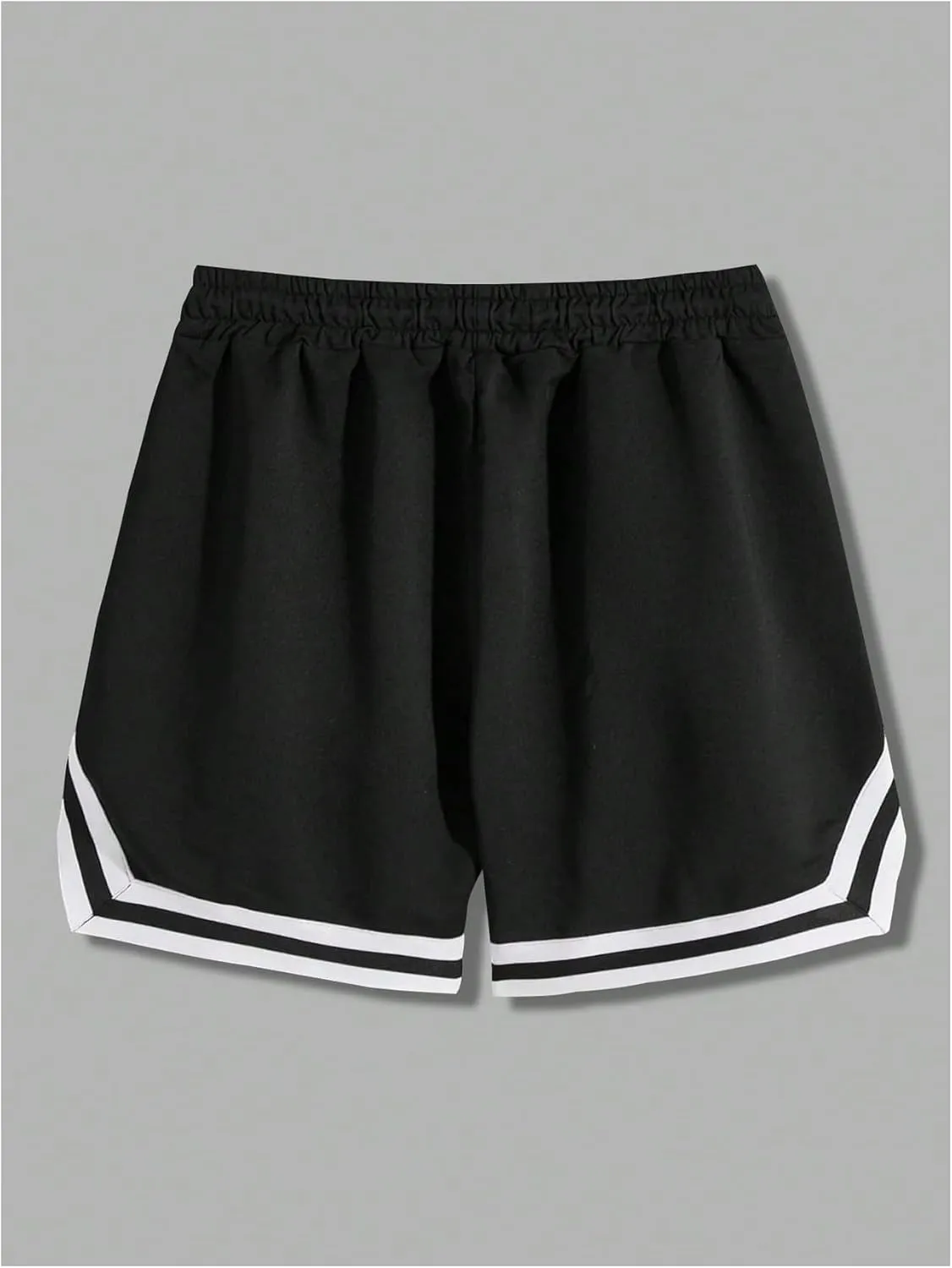 Men's Striped Patchwork Workout Shorts Drawstring Waist Quick Dry Gym Shorts