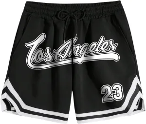 Men's Striped Patchwork Workout Shorts Drawstring Waist Quick Dry Gym Shorts