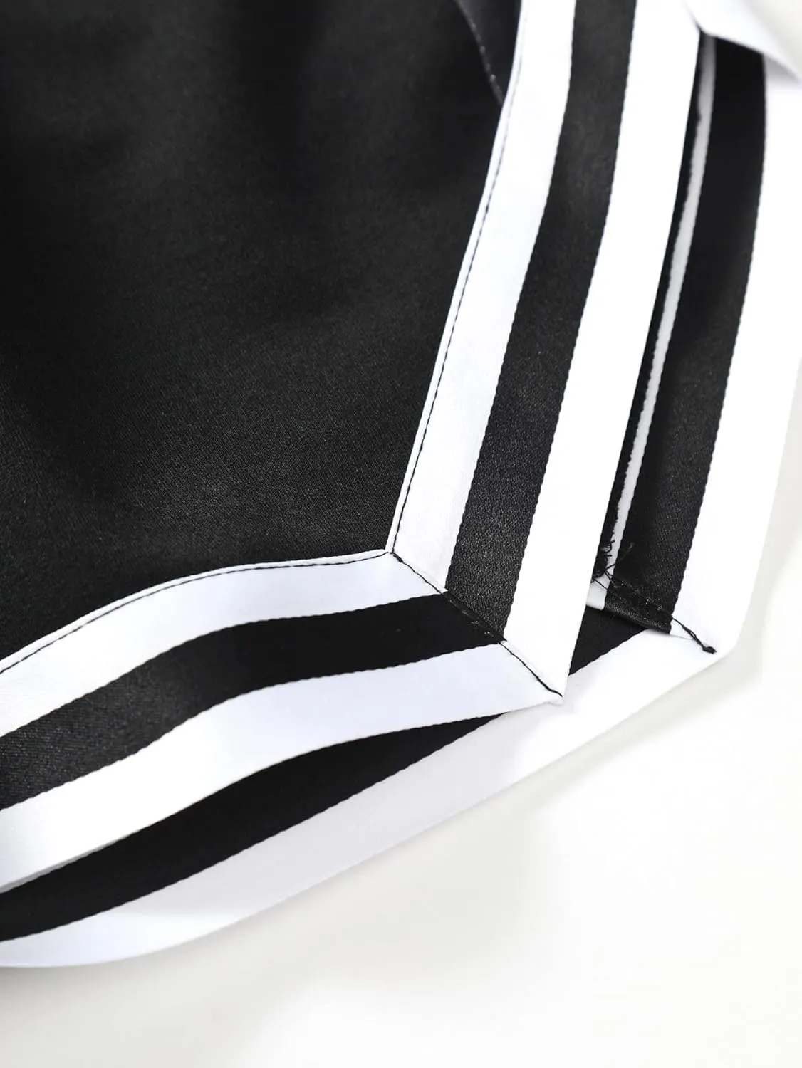 Men's Striped Patchwork Workout Shorts Drawstring Waist Quick Dry Gym Shorts