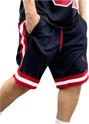 Men's Striped Patchwork Workout Shorts Drawstring Waist Quick Dry Gym Shorts