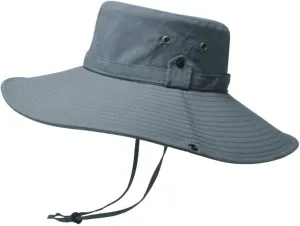 Mens Wide Brim Bucket Hats Foldable Cotton Fisherman Cap with String Solid Colors Summer Travel Sun Hats