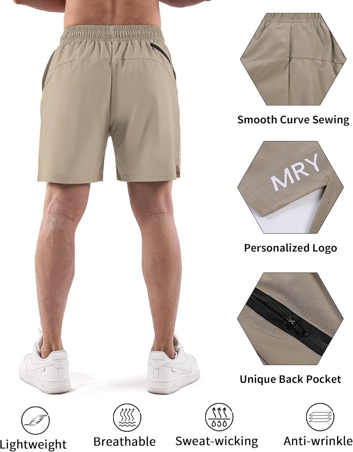 Mens Workout Shorts Lightweight Gym Shorts 7 Inch Quick Dry Athletic Running Shorts with Pockets