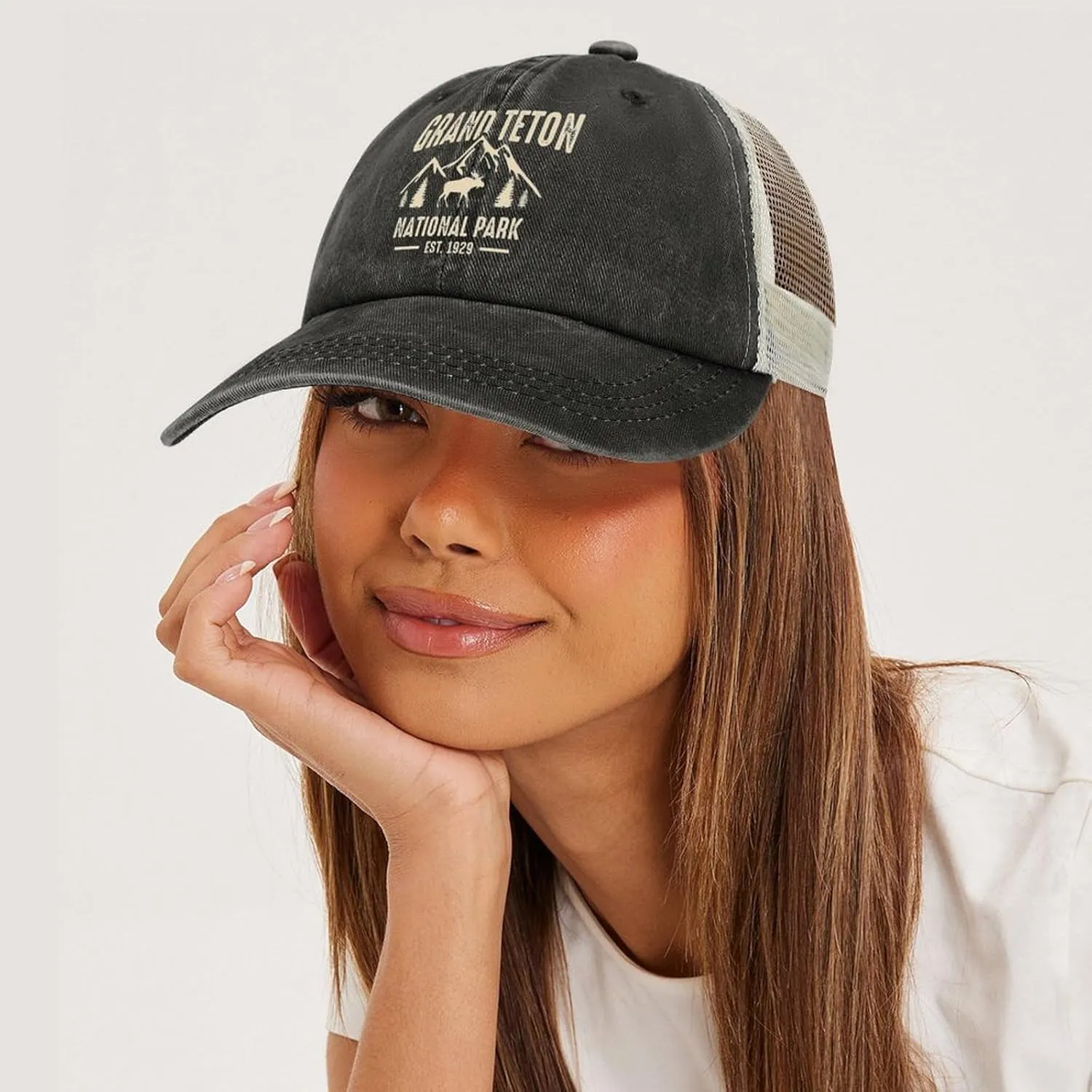 Mesh Hat Mesh Snapback Cap for Men Ball Cap Grand Teton National Park Cap