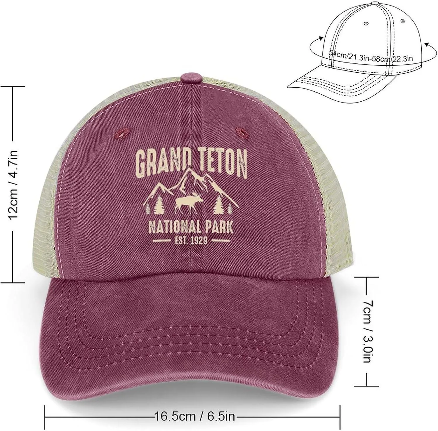 Mesh Hat Mesh Snapback Cap for Men Ball Cap Grand Teton National Park Cap