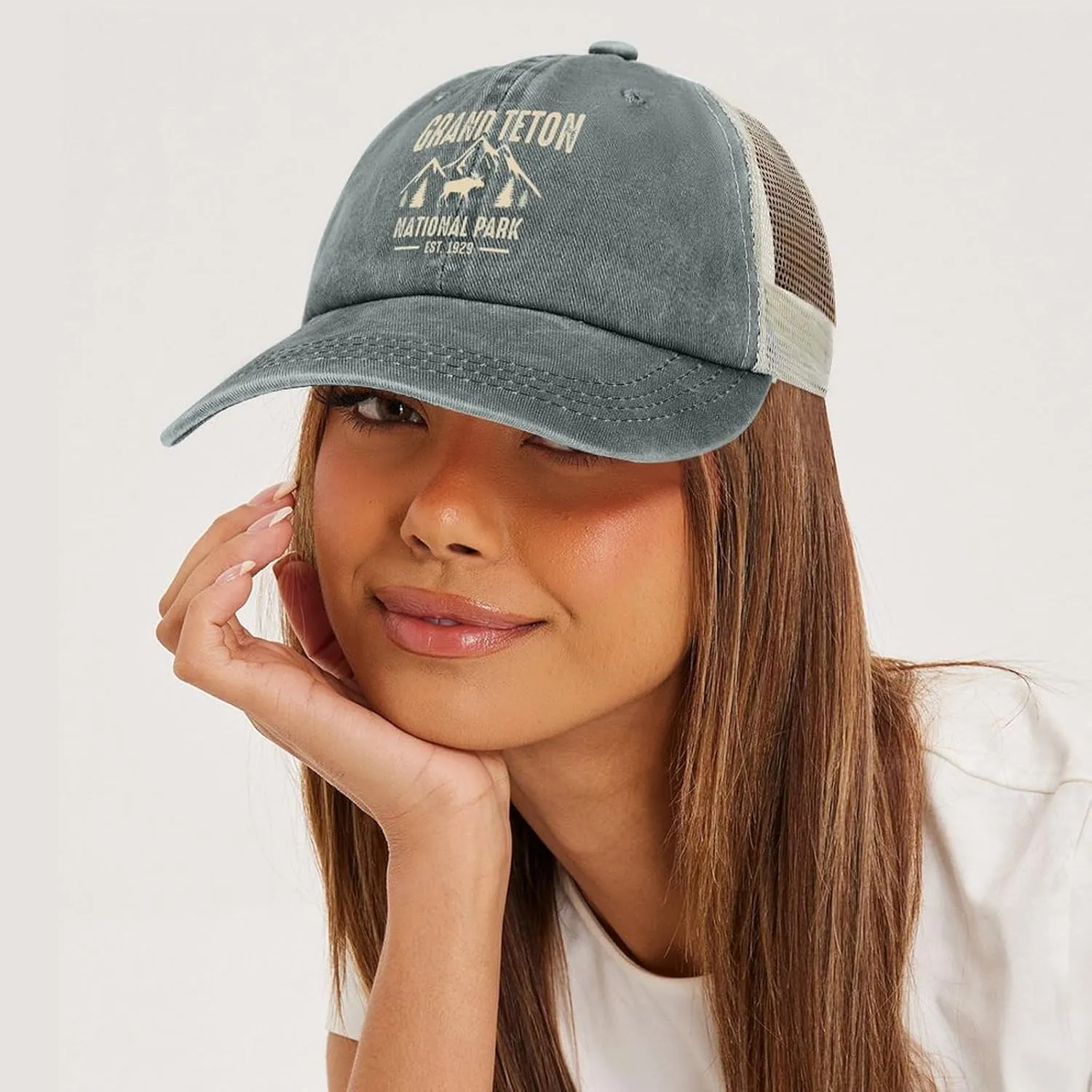 Mesh Hat Mesh Snapback Cap for Men Ball Cap Grand Teton National Park Cap