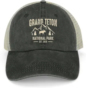 Mesh Hat Mesh Snapback Cap for Men Ball Cap Grand Teton National Park Cap