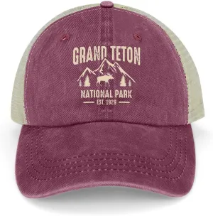 Mesh Hat Mesh Snapback Cap for Men Ball Cap Grand Teton National Park Cap