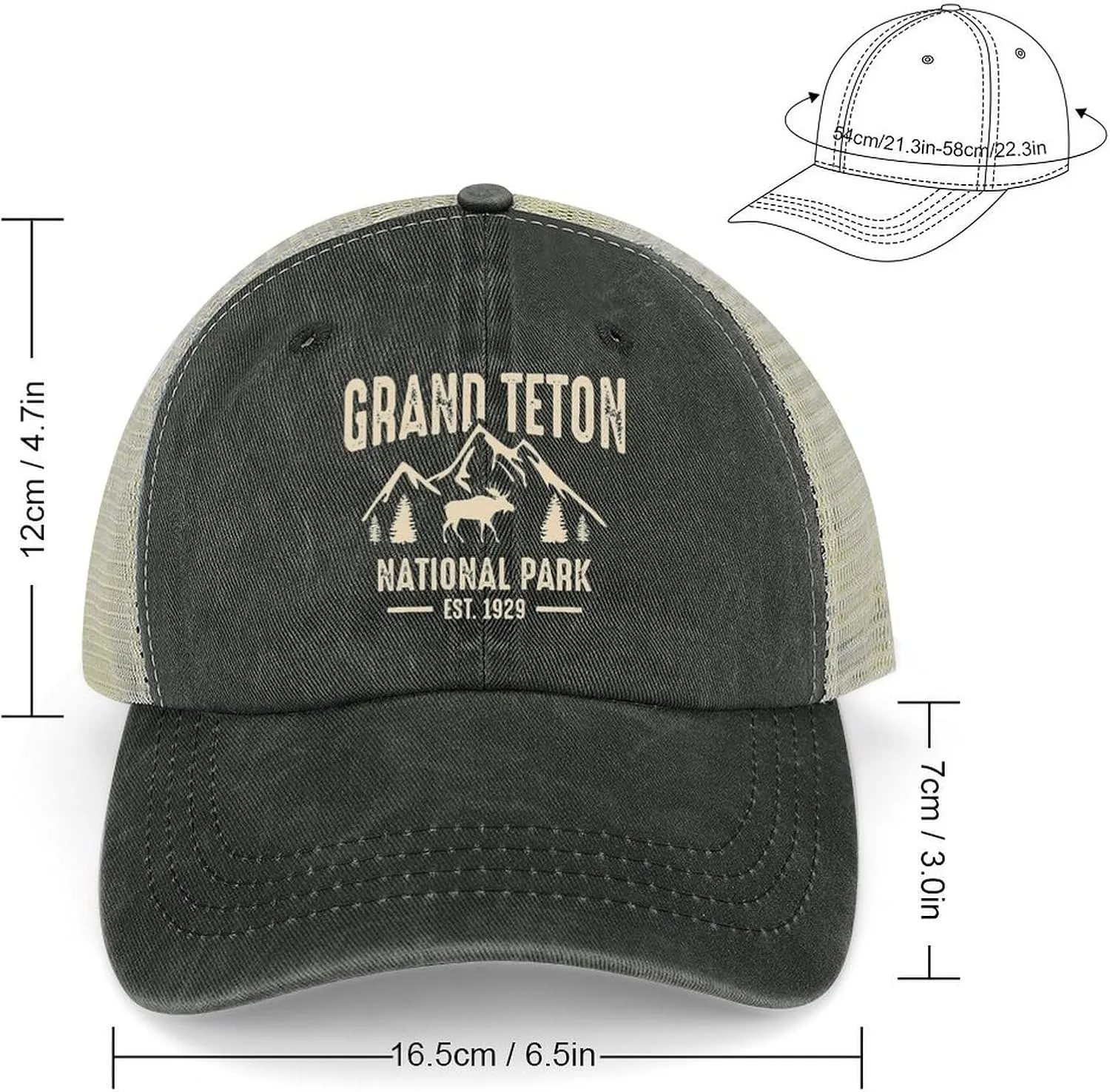 Mesh Hat Mesh Snapback Cap for Men Ball Cap Grand Teton National Park Cap