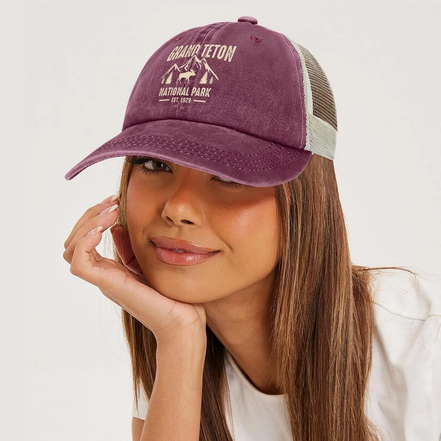 Mesh Hat Mesh Snapback Cap for Men Ball Cap Grand Teton National Park Cap