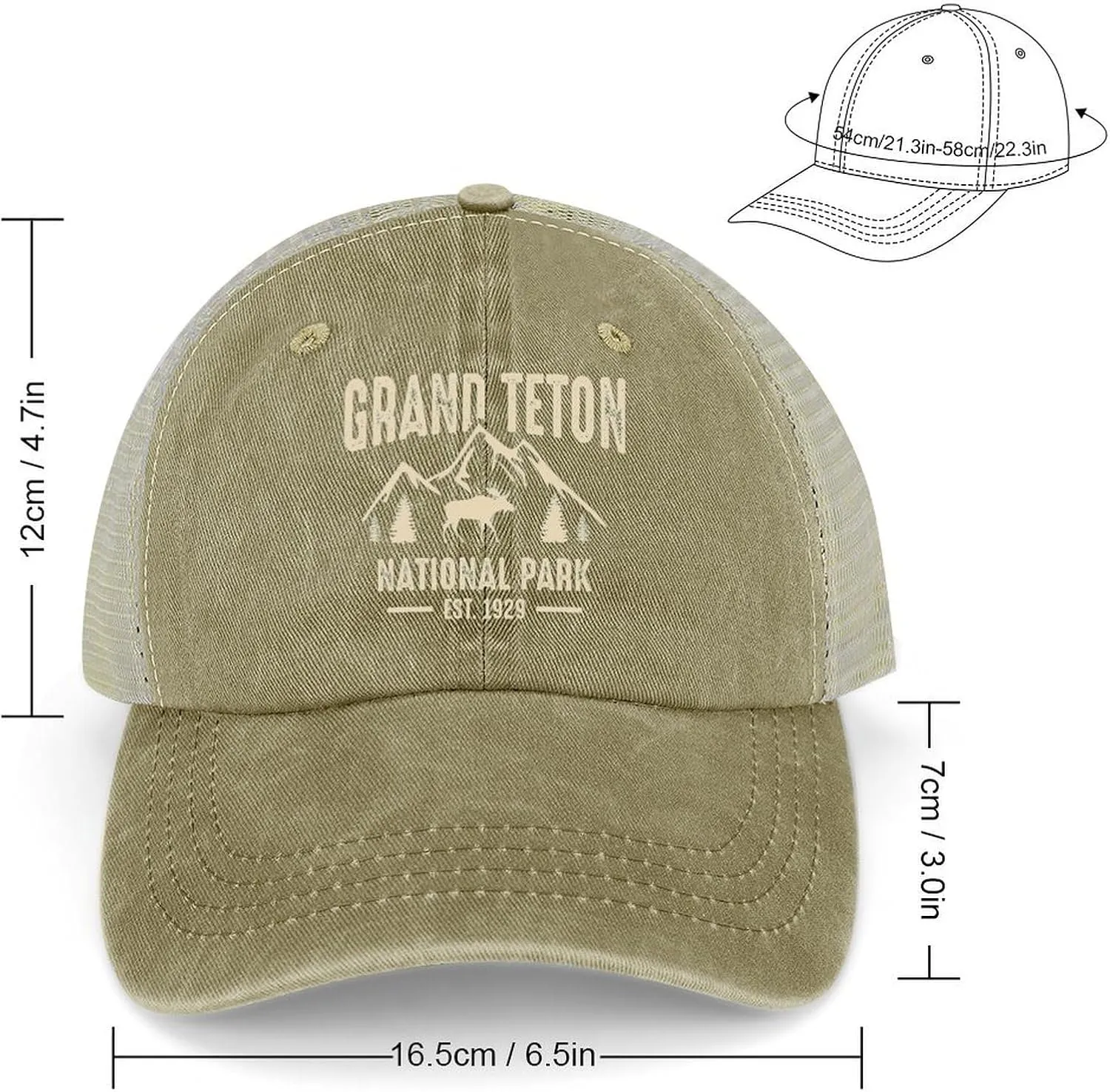 Mesh Hat Mesh Snapback Cap for Men Ball Cap Grand Teton National Park Cap