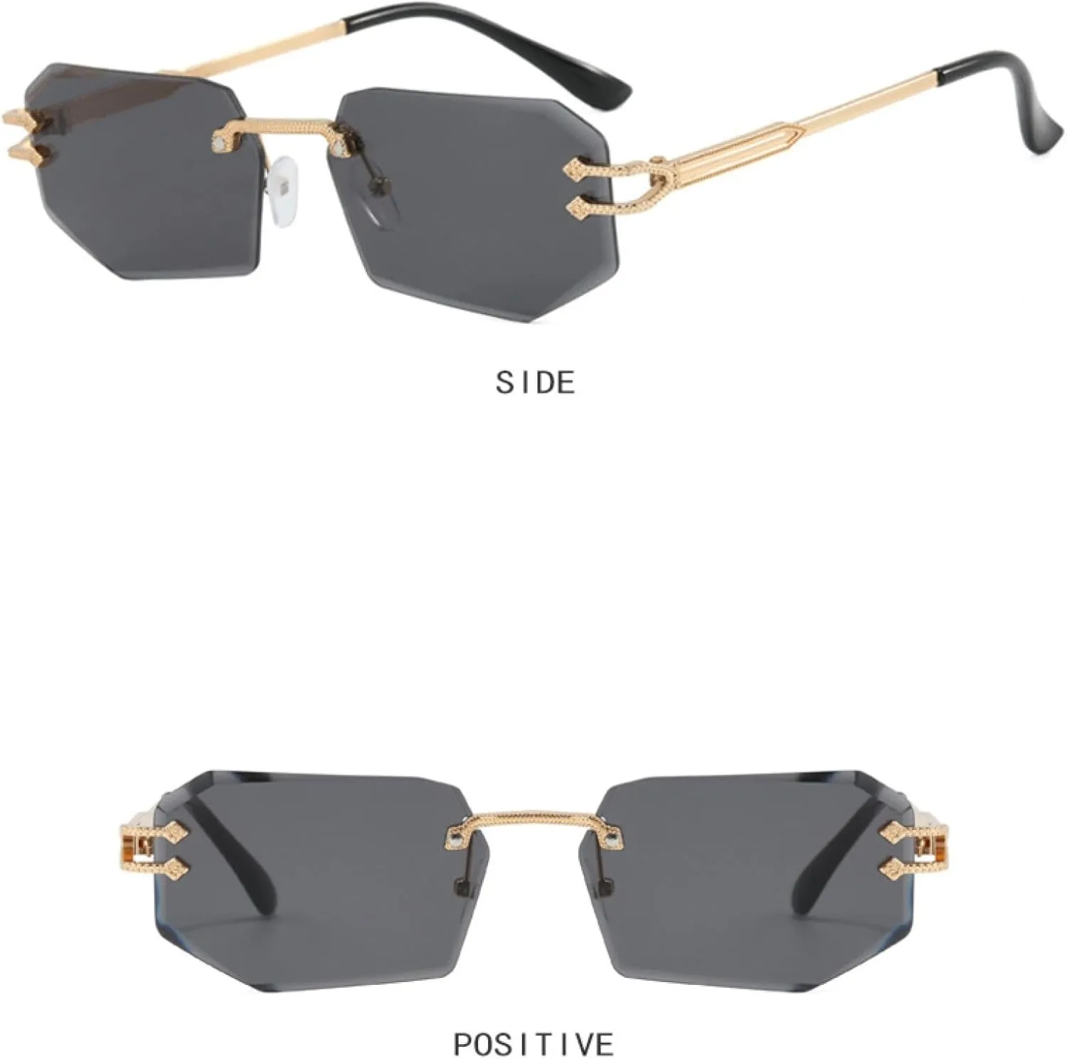 Metal Stylish Rimless Sunglasses Women Luxury Gradient Lens Trendy Uv400 Shades Eyewear