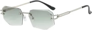 Metal Stylish Rimless Sunglasses Women Luxury Gradient Lens Trendy Uv400 Shades Eyewear