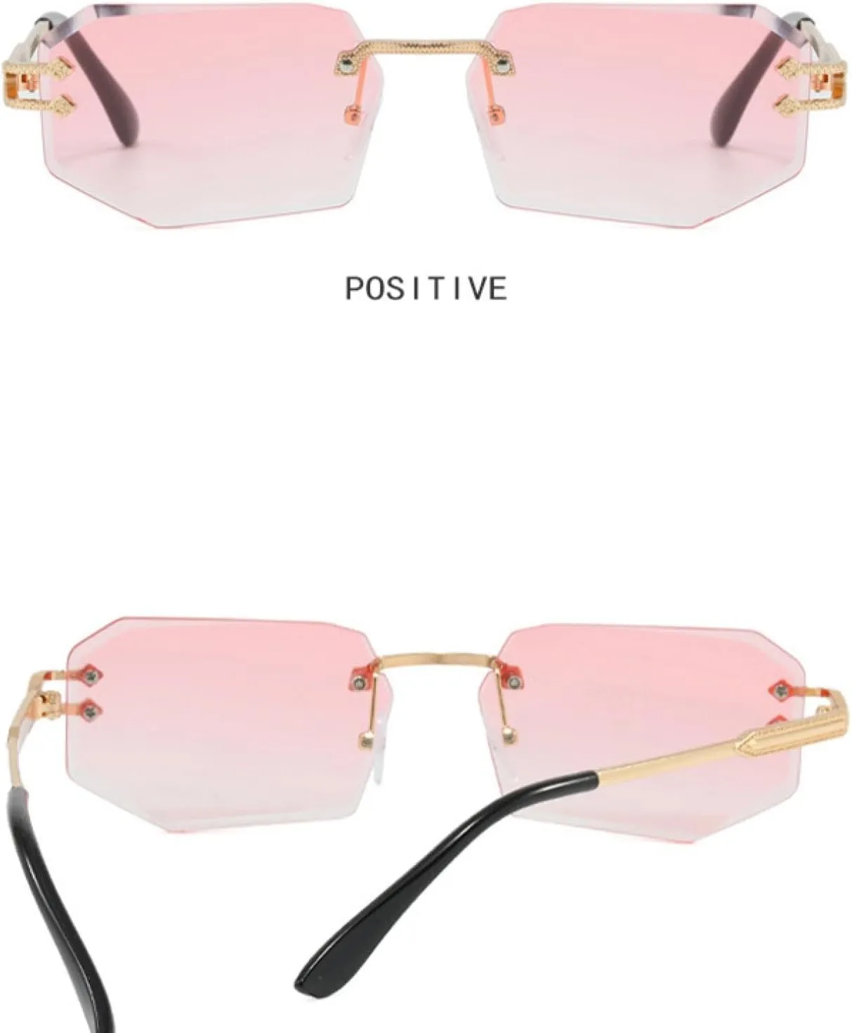 Metal Stylish Rimless Sunglasses Women Luxury Gradient Lens Trendy Uv400 Shades Eyewear