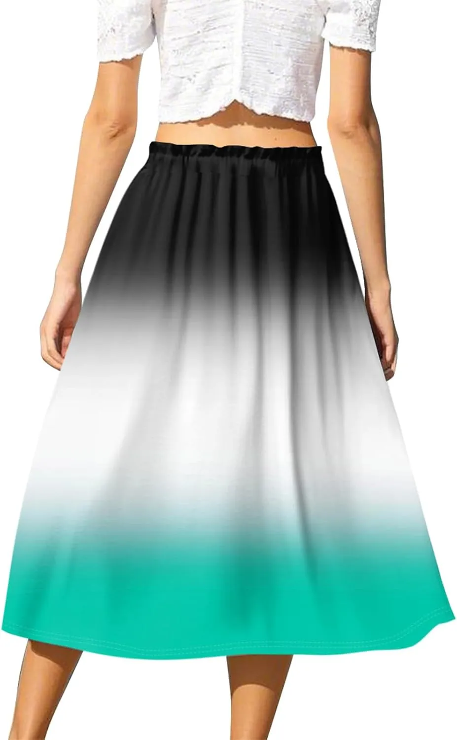 Midi Boho Floral Skirts for Women Trendy Drawstring High Elastic Waist Comfy Flowy A Line Skirt Skorts