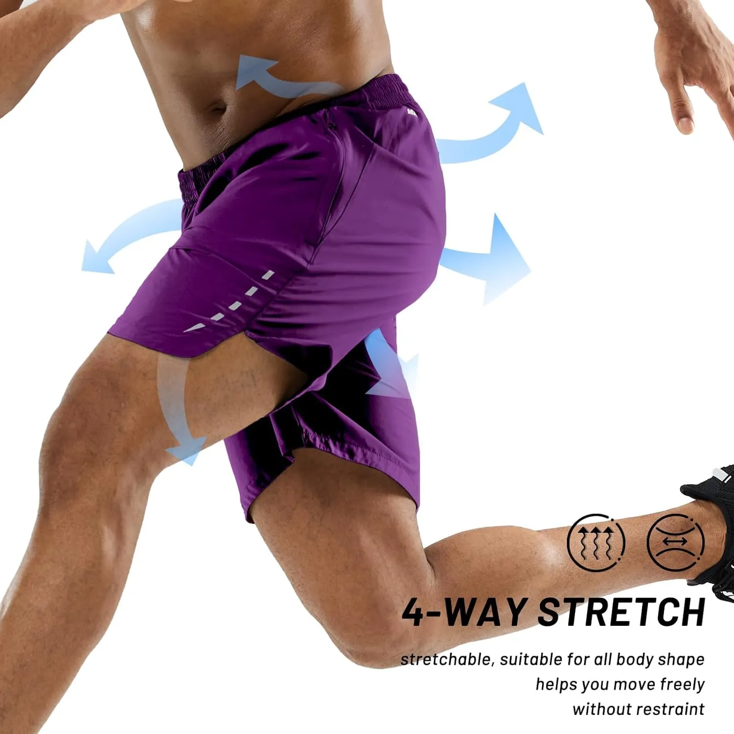 MIER Men's Running Shorts 7" Quick Dry Gym Athletic Workout Shorts with Zipper Pockets