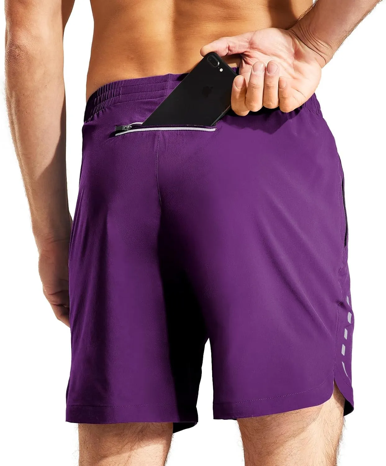 MIER Men's Running Shorts 7" Quick Dry Gym Athletic Workout Shorts with Zipper Pockets