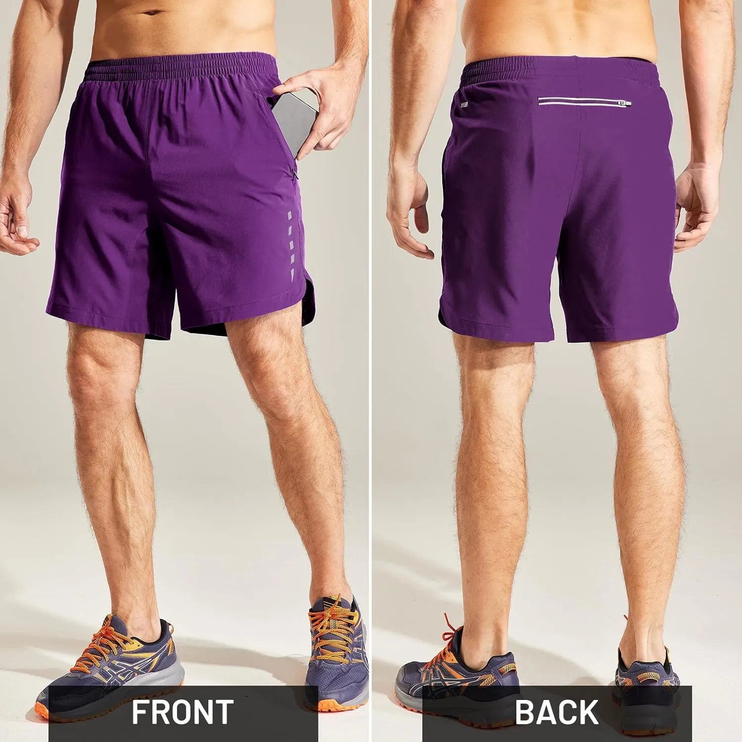 MIER Men's Running Shorts 7" Quick Dry Gym Athletic Workout Shorts with Zipper Pockets