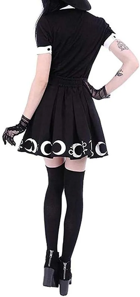 Mini Skirt Women Vintage Gothic Punk Style Costume Pleated Mini Skirt A Line High Waisted Short Skirt
