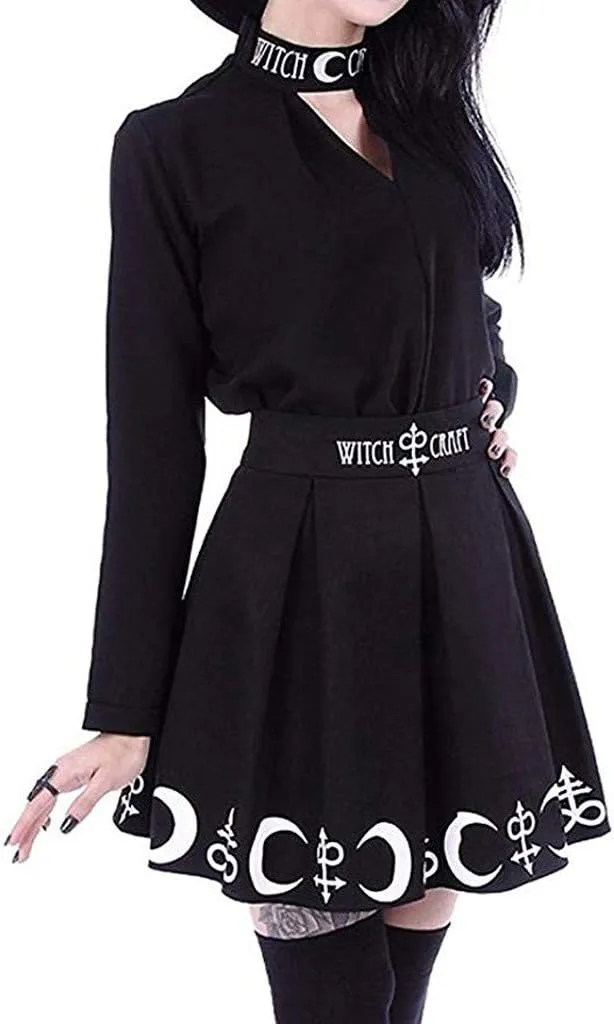 Mini Skirt Women Vintage Gothic Punk Style Costume Pleated Mini Skirt A Line High Waisted Short Skirt