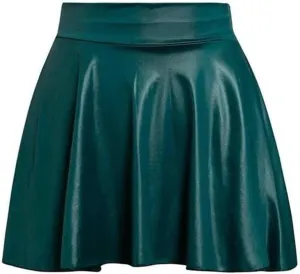 Mini Skirts for Women Women's Fashion High Waist Pleated Solid Color Short Skirt Loose Skirt Metallic Skater Mini