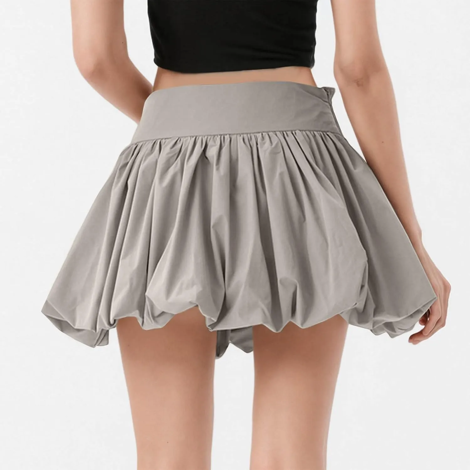 Mini Skirts Women Tummy Control Summer Skirts Casual Puffy Skirts A Line Pleated Skirts Trendy Zipper Fluffy Skirts