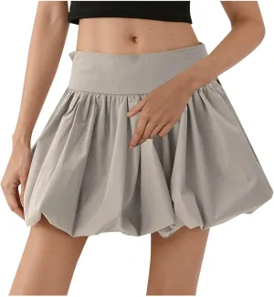 Mini Skirts Women Tummy Control Summer Skirts Casual Puffy Skirts A Line Pleated Skirts Trendy Zipper Fluffy Skirts