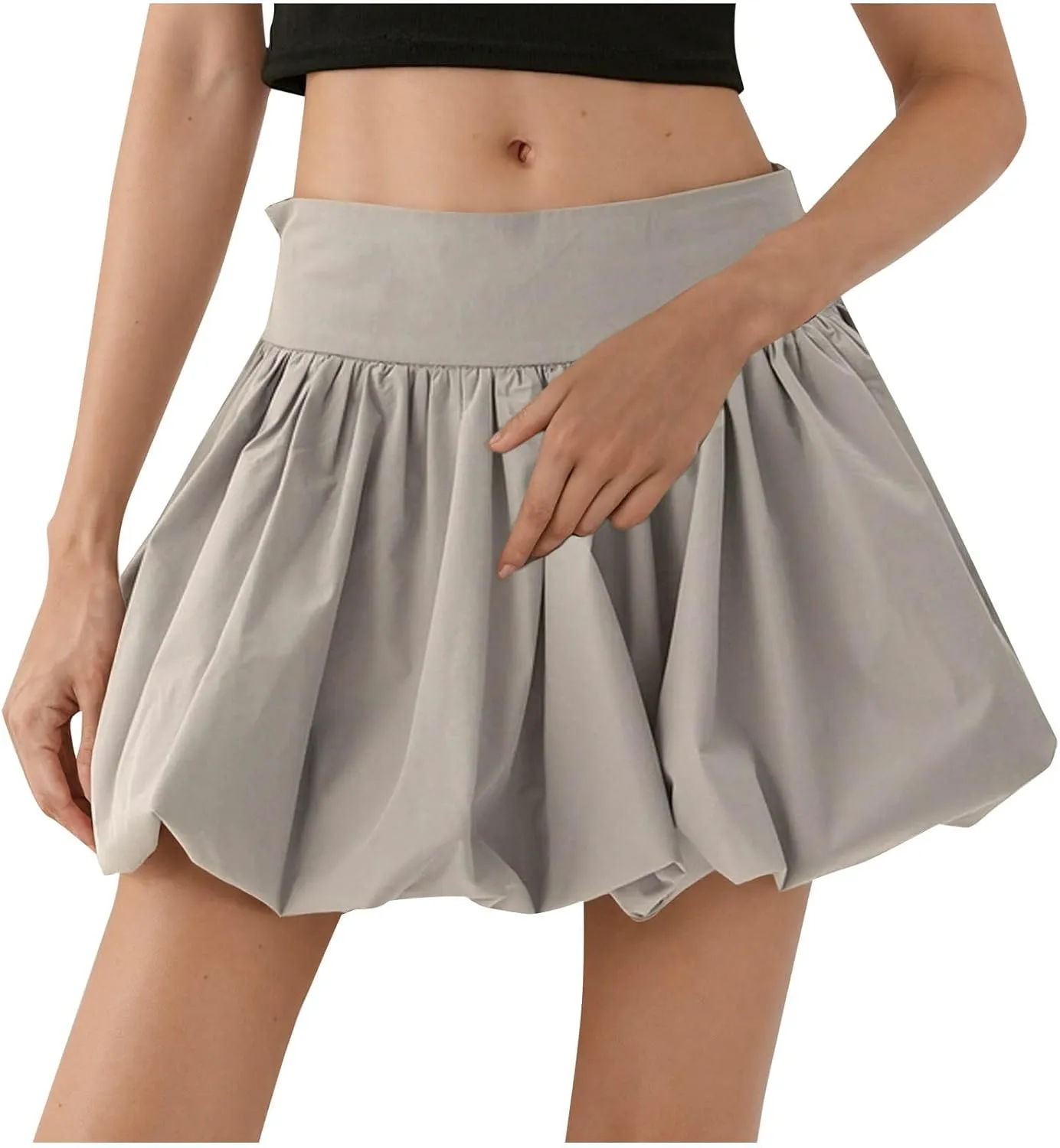 Mini Skirts Women Tummy Control Summer Skirts Casual Puffy Skirts A Line Pleated Skirts Trendy Zipper Fluffy Skirts