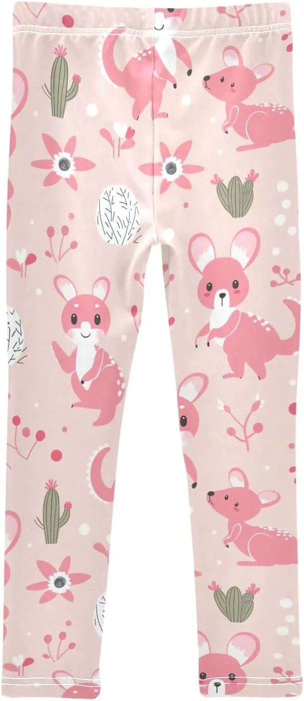 ODAWA Strawberries Daisies Girls Leggings Ankle Length Girls Printed Leggings Comfortable Leggings for Girls, 4t to 10 Years