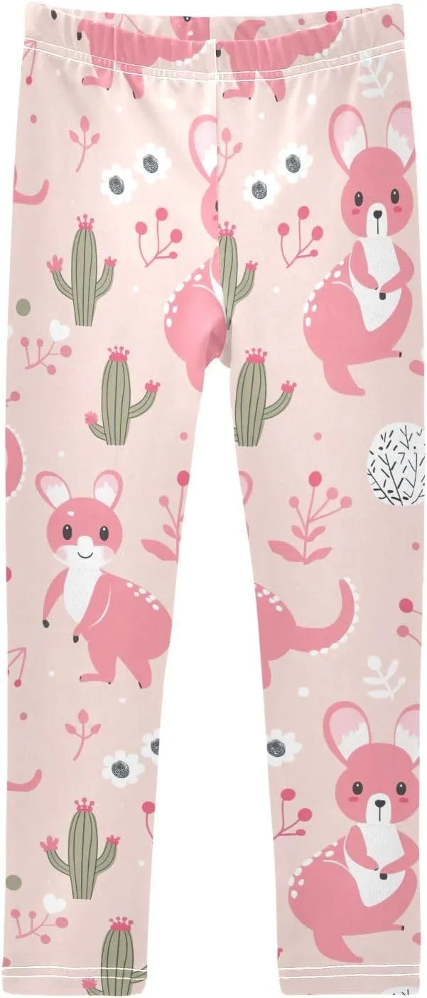 ODAWA Strawberries Daisies Girls Leggings Ankle Length Girls Printed Leggings Comfortable Leggings for Girls, 4t to 10 Years