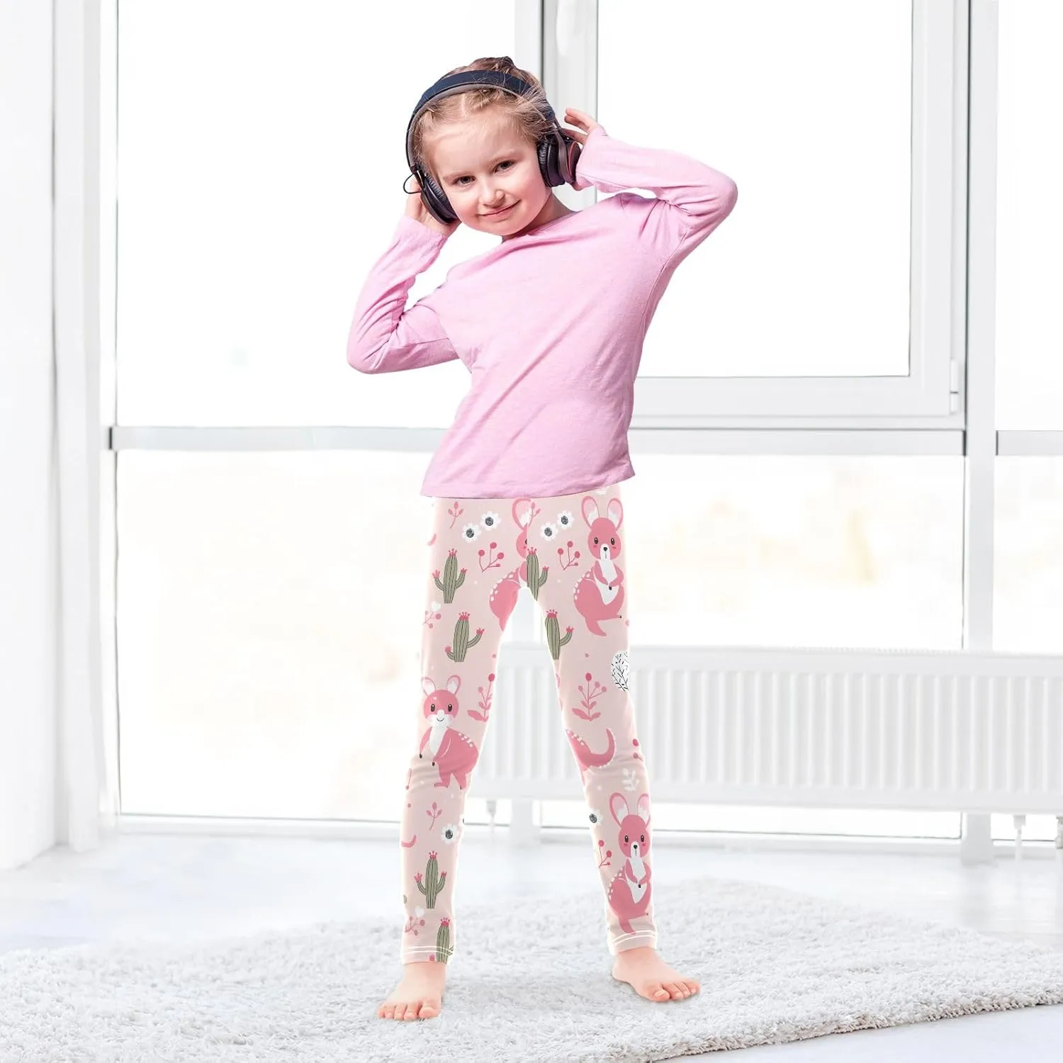 ODAWA Strawberries Daisies Girls Leggings Ankle Length Girls Printed Leggings Comfortable Leggings for Girls, 4t to 10 Years