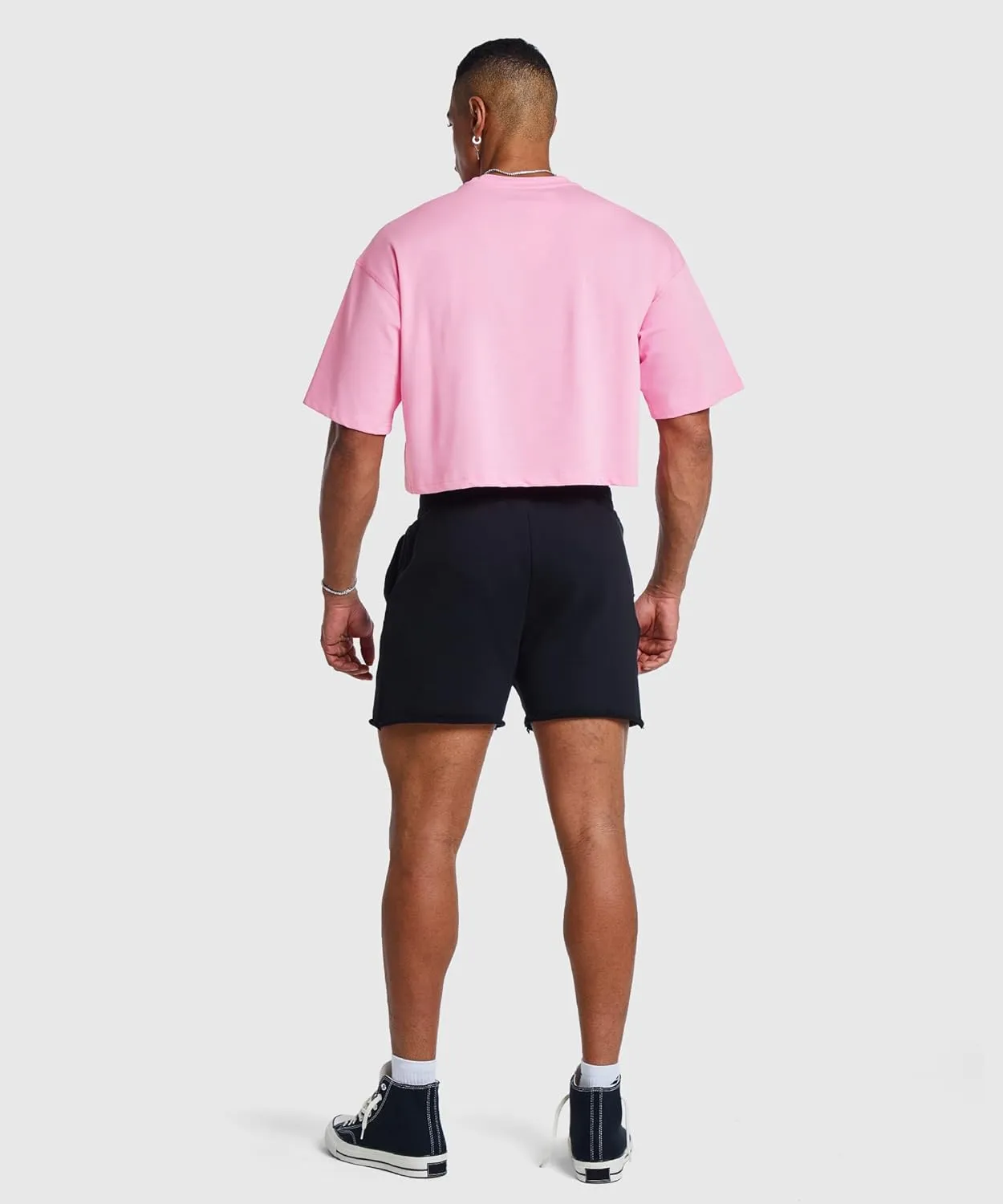 Ouber Men's Short Sleeve Crew Crop T Shirts Cotton Muscle Bodybuilding Shirts