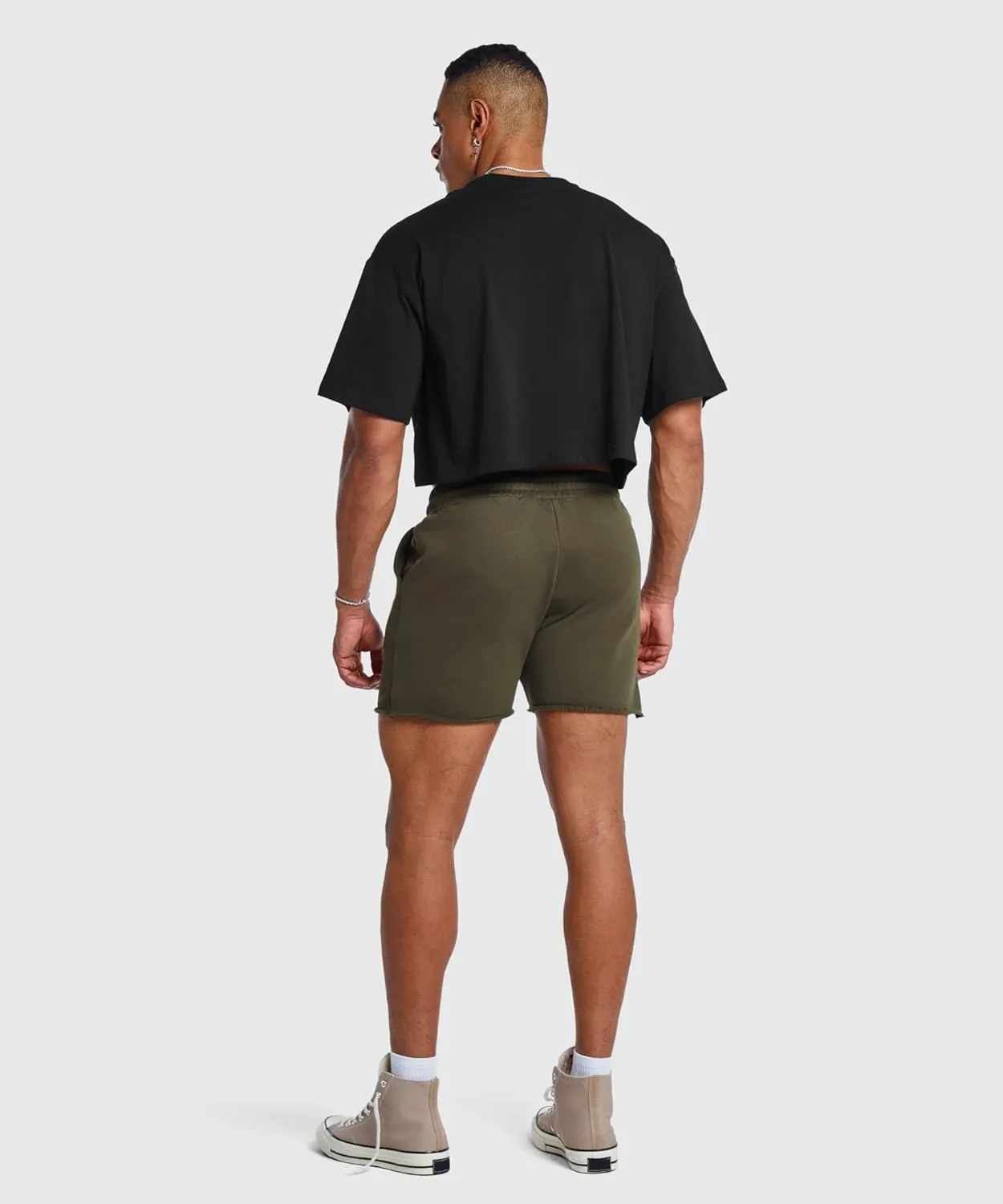 Ouber Men's Short Sleeve Crew Crop T Shirts Cotton Muscle Bodybuilding Shirts