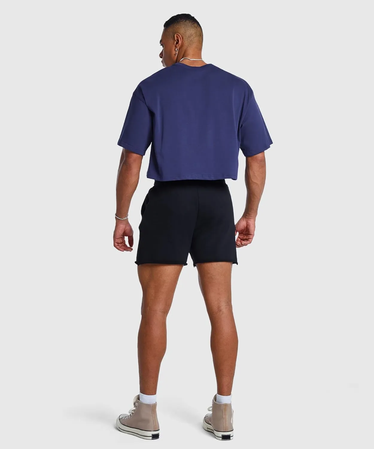 Ouber Men's Short Sleeve Crew Crop T Shirts Cotton Muscle Bodybuilding Shirts
