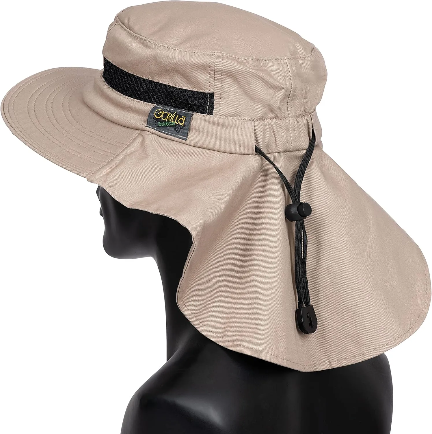 Outdoors Cotton Sun Hat, UPF 50  Wide Brim Fishing Hat with Neck Flap, Breathable, Boonie Hat Bucket Cap