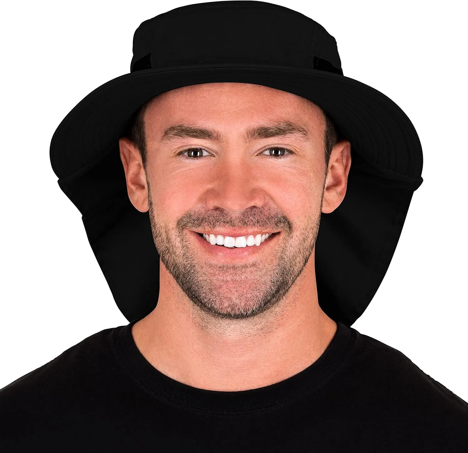 Outdoors Cotton Sun Hat, UPF 50  Wide Brim Fishing Hat with Neck Flap, Breathable, Boonie Hat Bucket Cap