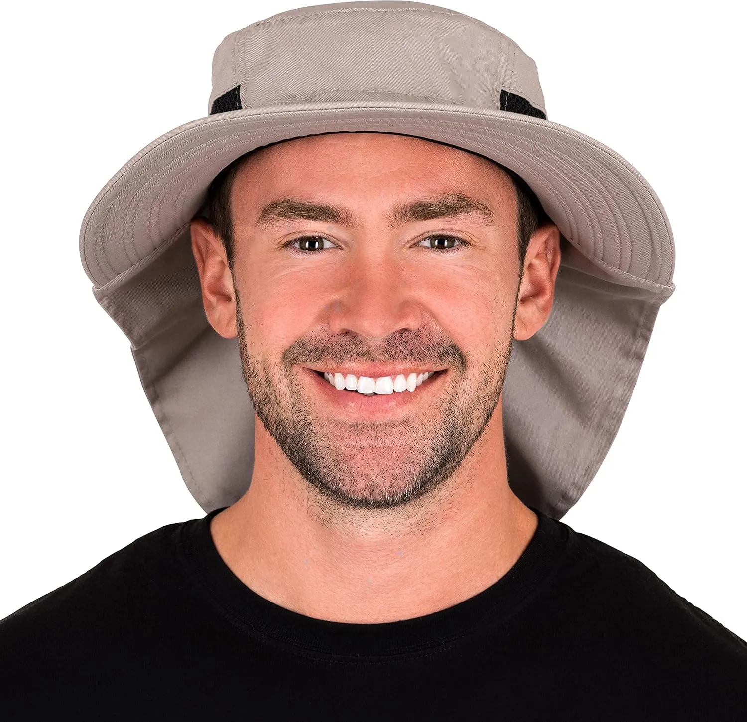 Outdoors Cotton Sun Hat, UPF 50  Wide Brim Fishing Hat with Neck Flap, Breathable, Boonie Hat Bucket Cap
