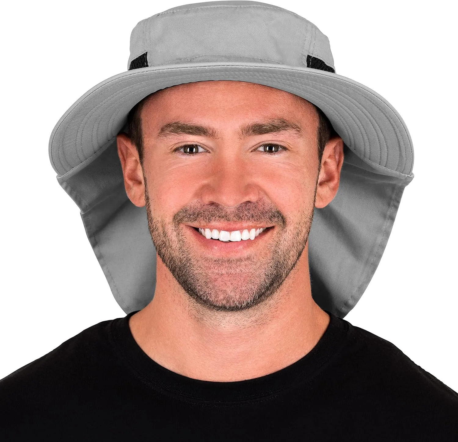 Outdoors Cotton Sun Hat, UPF 50  Wide Brim Fishing Hat with Neck Flap, Breathable, Boonie Hat Bucket Cap