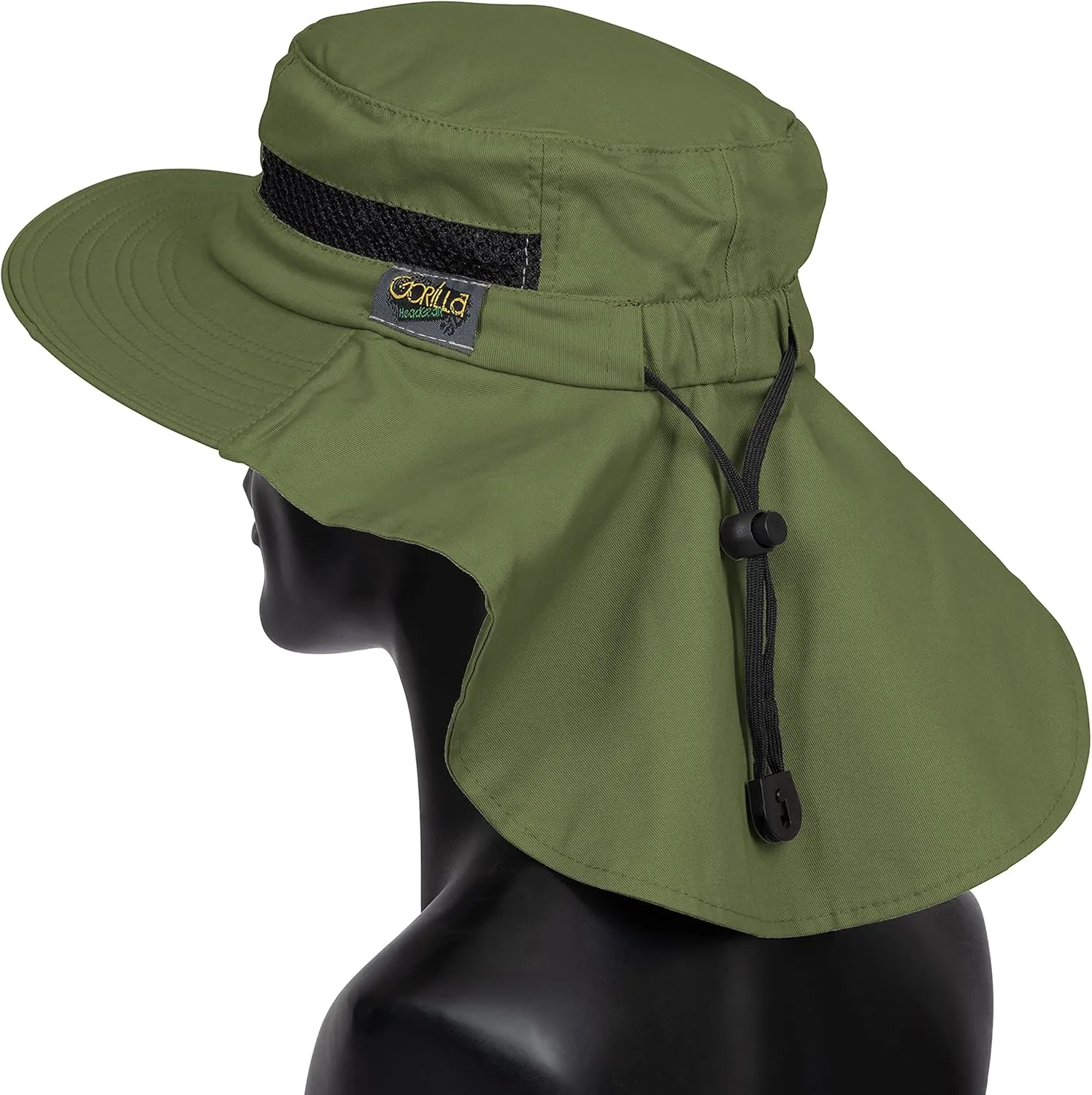 Outdoors Cotton Sun Hat, UPF 50  Wide Brim Fishing Hat with Neck Flap, Breathable, Boonie Hat Bucket Cap