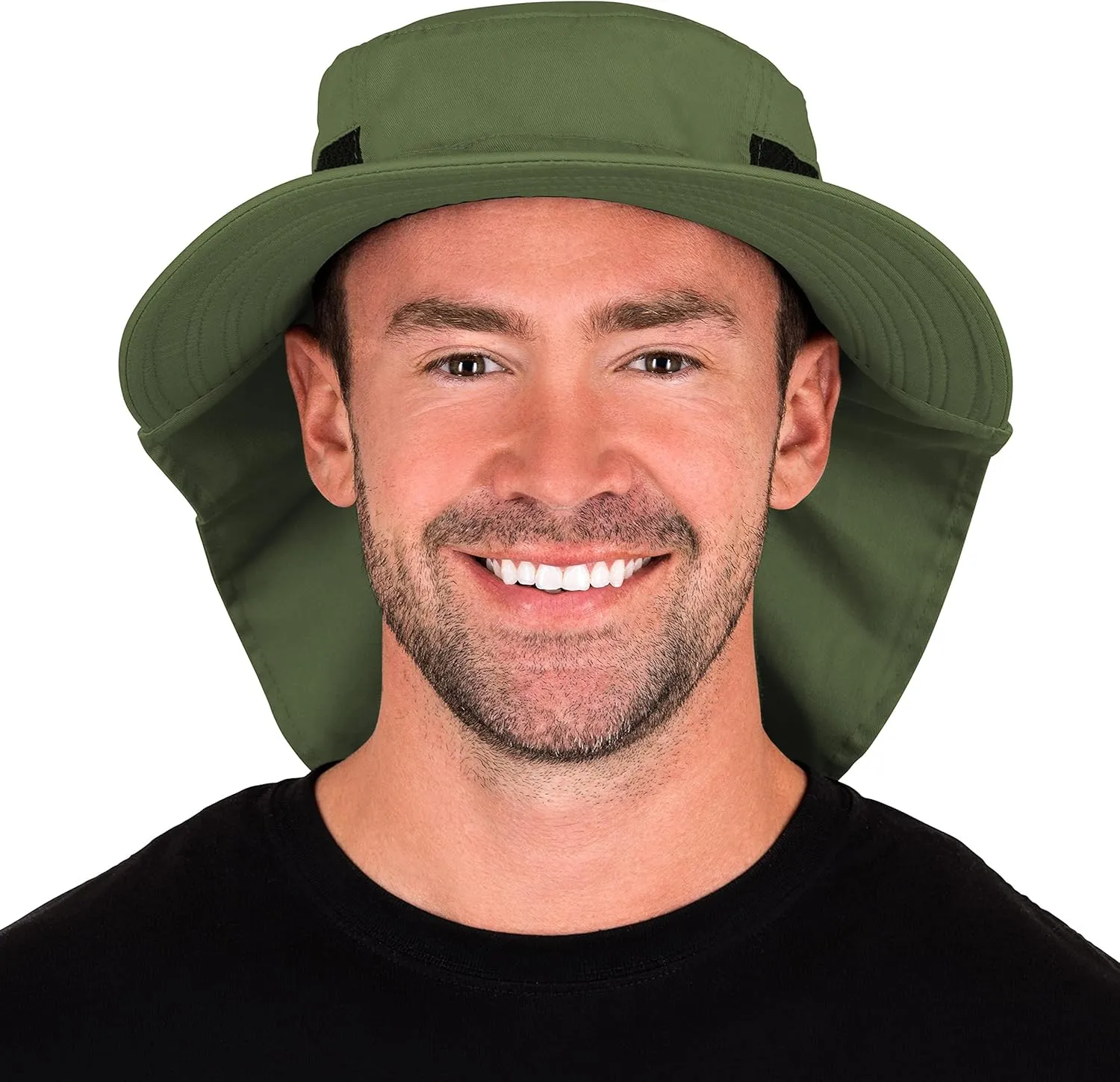 Outdoors Cotton Sun Hat, UPF 50  Wide Brim Fishing Hat with Neck Flap, Breathable, Boonie Hat Bucket Cap