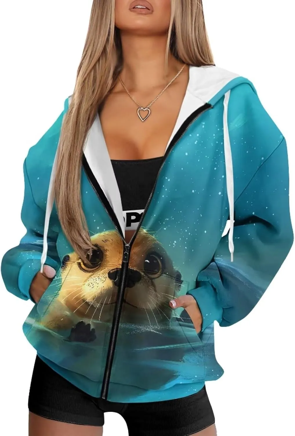 Oversized Hoodies Women Hooded Hoodie with Pockets Zipper Sweatshirt Sweater Fall Activewear for Lady Workout