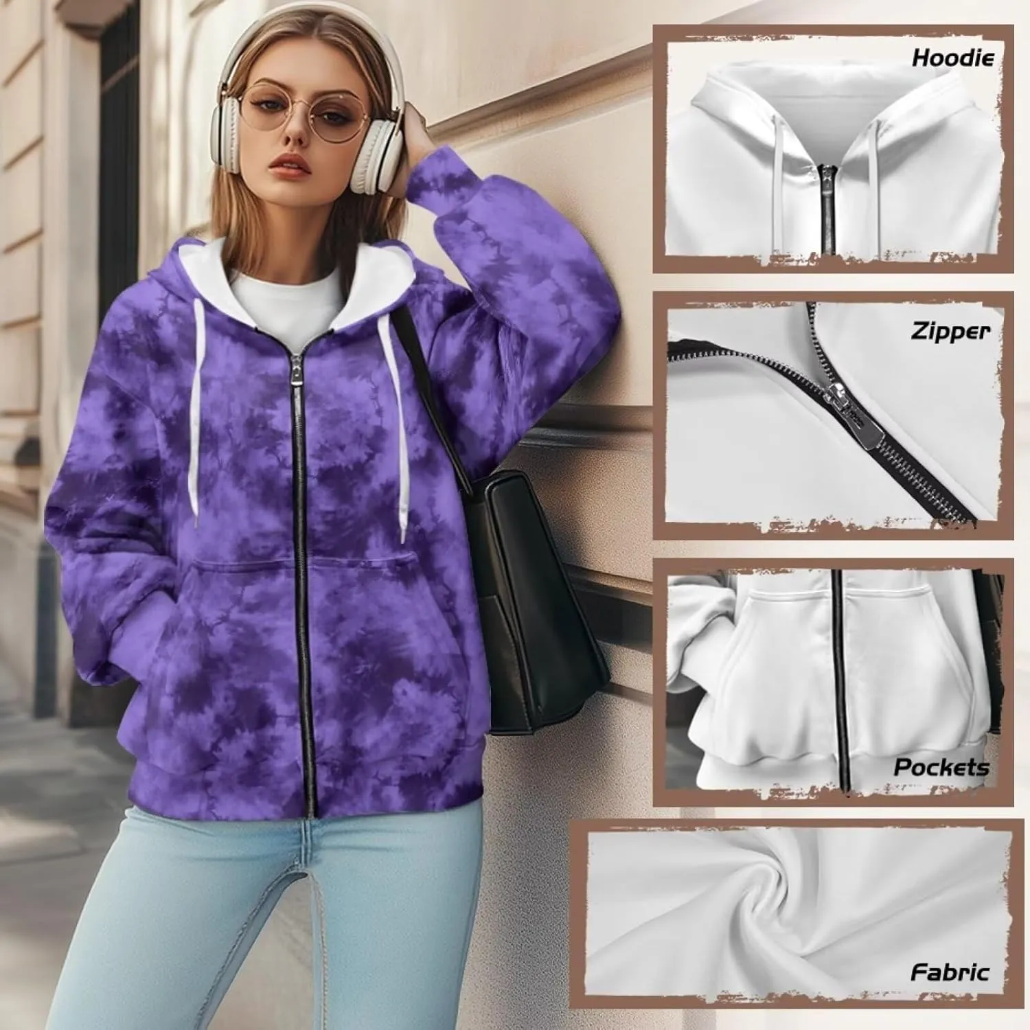 Oversized Hoodies Women Hooded Hoodie with Pockets Zipper Sweatshirt Sweater Fall Activewear for Lady Workout