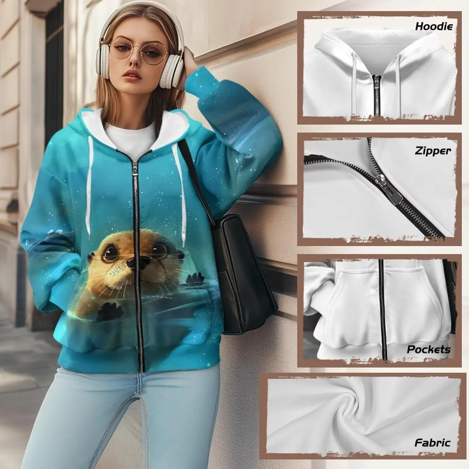 Oversized Hoodies Women Hooded Hoodie with Pockets Zipper Sweatshirt Sweater Fall Activewear for Lady Workout
