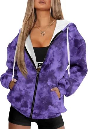 Oversized Hoodies Women Hooded Hoodie with Pockets Zipper Sweatshirt Sweater Fall Activewear for Lady Workout