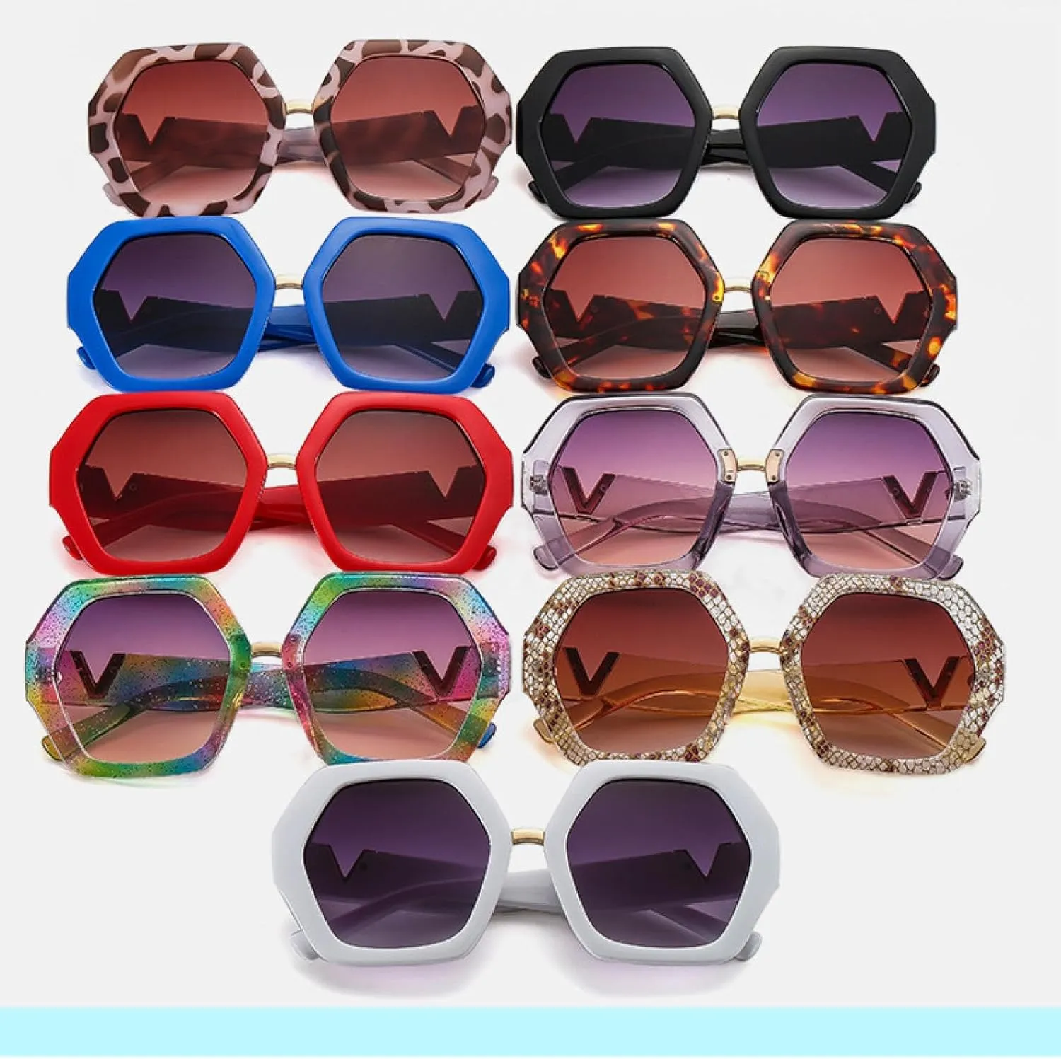 Oversized Polygon Sunglasses Woman Fashion Color Shades for Women Luxury Gradient Lens Female Uv400