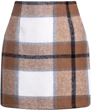 Plaid Mini Skirts for Women Skirts High Waisted Short Sweater Skirt Dress A Line Knee Length Pencil Skirt