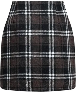 Plaid Mini Skirts for Women Skirts High Waisted Short Sweater Skirt Dress A Line Knee Length Pencil Skirt