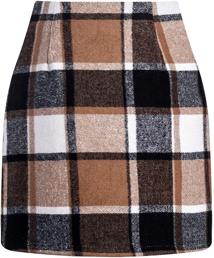 Plaid Skirts for Women Mini Skirts 2025 Aline High Waisted Short Sweater Skirt Pencil Skirt Knee Length