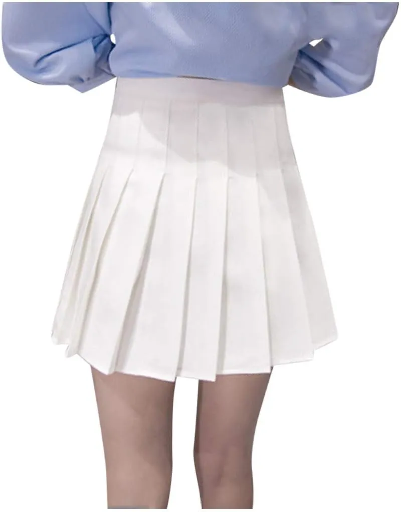 Pleated Mini Skirts for Women Fashion Women High Waist Pleated Casual Solid A-Line Slim Short Fit Mini Skirts for