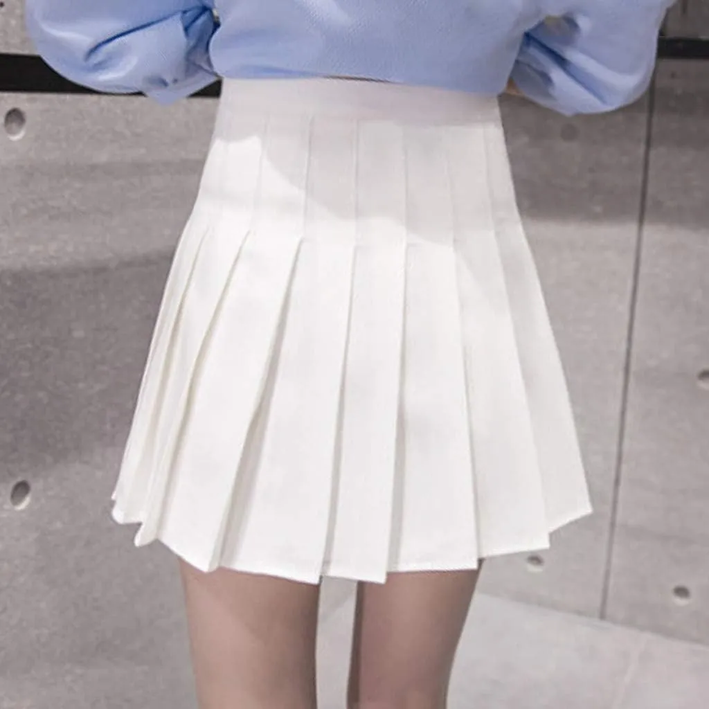 Pleated Mini Skirts for Women Fashion Women High Waist Pleated Casual Solid A-Line Slim Short Fit Mini Skirts for